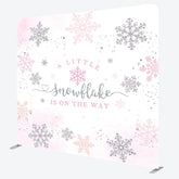 Aperturee - Aperturee Pink Silver Snowflake Baby Shower Square Backdrop